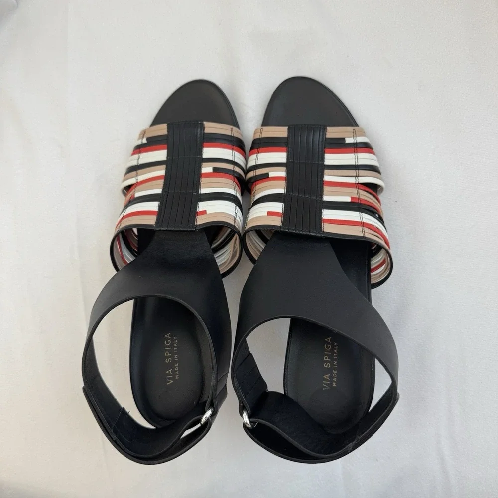VIA‎ SPIGA Justine 2 Woven Heel 100% Leather Sandal 9M/39EU MADE IN ITALY